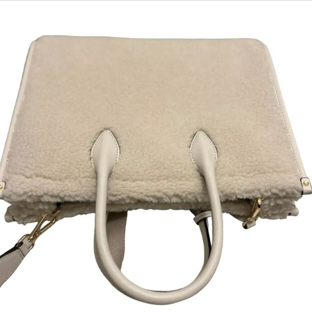 Michael Kors Mirella Shearling Medium East West Crossbody Tote Bag-Natural Multi - Picture 7 of 8